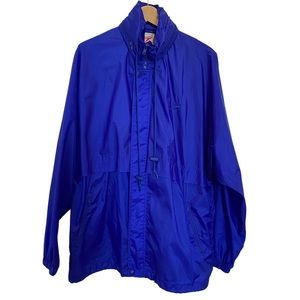 Speedo Men’s Oversized Blue Swim Cover Up Hooded Zip Up Windbreaker Jacket S